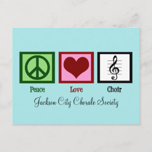 Peace Love Choir Cute  Blauwgroen Briefkaart