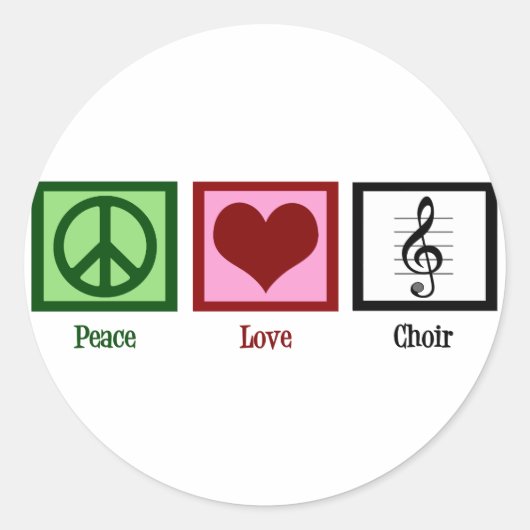 Peace Love Choir Ronde Sticker (Voorkant)