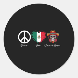 Peace Love Cinco de Mayo Mexican 5 Ronde Sticker