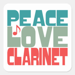 Peace Love Clarinet Vierkante Sticker