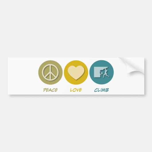 Peace Love Climb Bumpersticker (Voorkant)