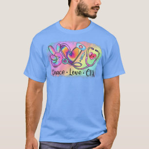 Peace Love CNA Life Neursing Tie Dye Stethosc T-shirt
