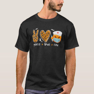 Peace Love CNA Zurse Pumpkin Halloween Apparel Leo T-shirt