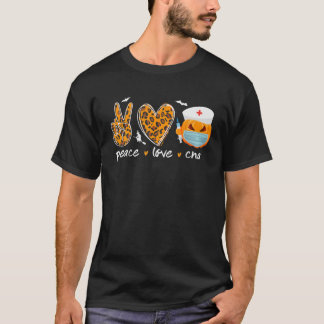 Peace Love CNA Zurse Pumpkin Halloween Apparel Leo T-shirt
