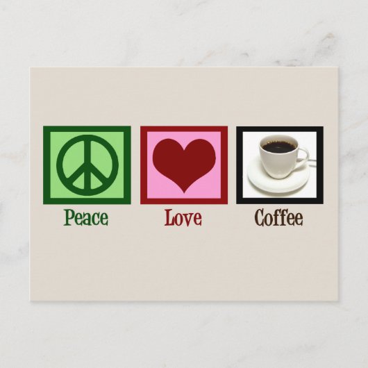 Peace Love Coffee Custom Cafe Briefkaart (Voorkant)