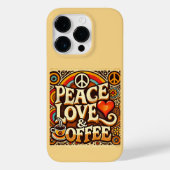 Peace, Love, & Coffee Retro coque iphone (Verso)