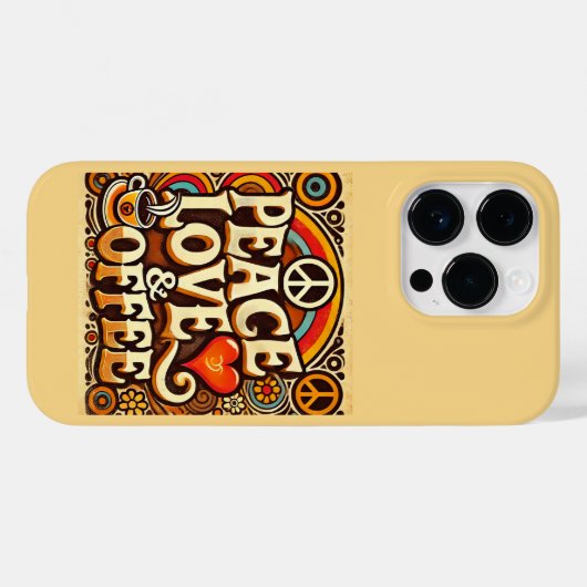 Peace, Love, & Coffee Retro coque iphone (Verso (horizontal))