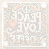 Peace, Love & Coffee Retro Onderzetter (Achterkant)