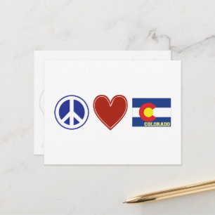Peace Love Colorado Map Shaped State Flag Briefkaart