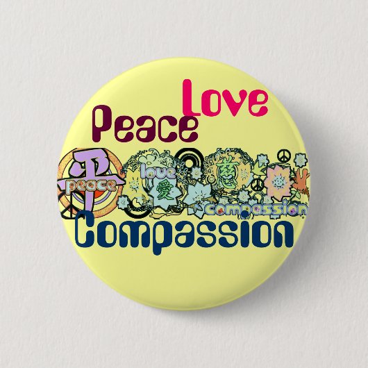 Peace Love Compassion-Button Ronde Button 5,7 Cm (Voorkant)