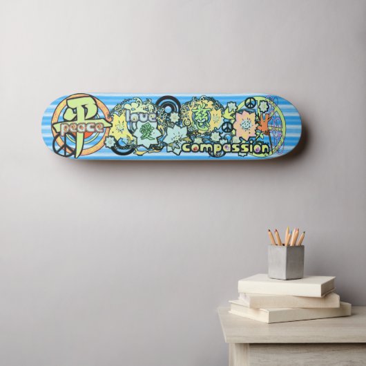 Peace-Love-Compassion-Kanji - - - Skateboard (Muurkunst (Horizontaal))