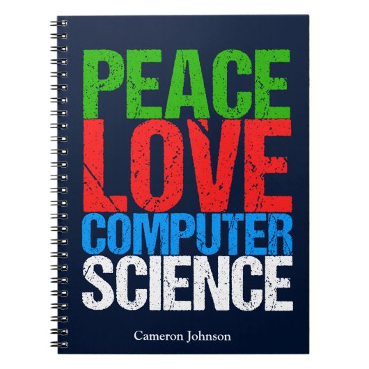 Peace Love Computer Science Custom Programmer Notitieboek (Voorkant)