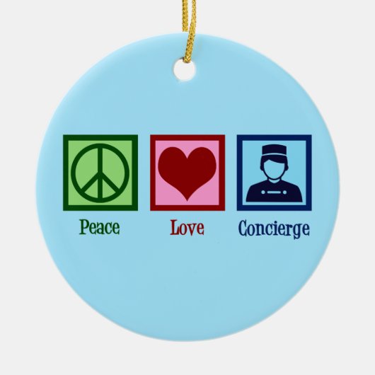 Peace Love Concierge Keramisch Ornament (Voorkant)