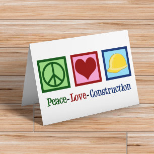 Peace Love Construction Worker Feestdagen Kaart