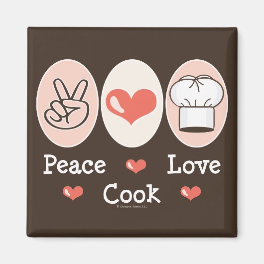 Peace Love Cook Magnet (Devant)