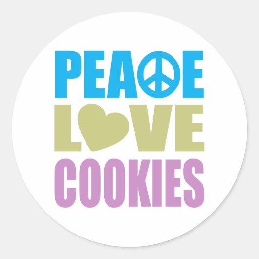 Peace Love Cookies Ronde Sticker (Voorkant)