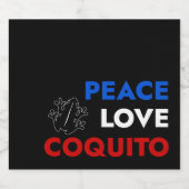 Peace Love Coquito Bottle Label 3.5"x4" Likeurfles Etiket (Enkel label)