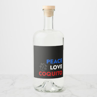 Peace Love Coquito Bottle Label 3.5"x4" Likeurfles Etiket