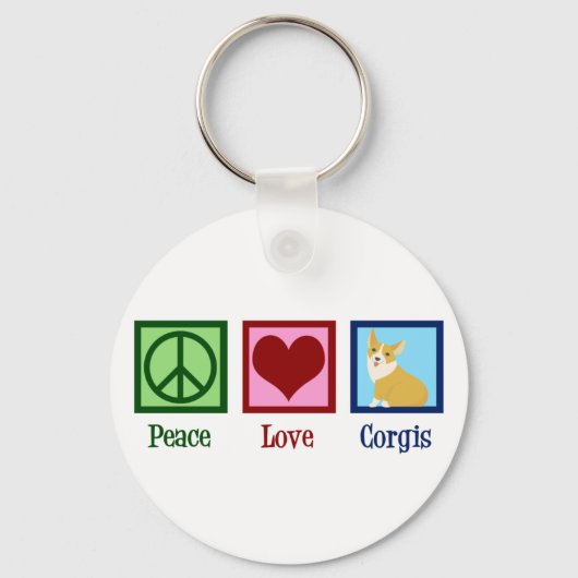 Peace Love Corgi-foto Sleutelhanger (Voorkant)