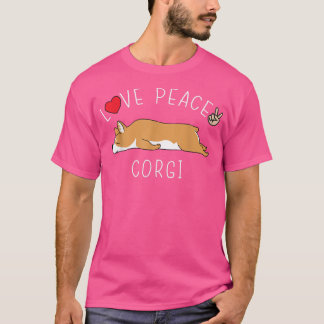 Peace Love Corgi Funny Cute Lazy Animal Kawaii T-shirt