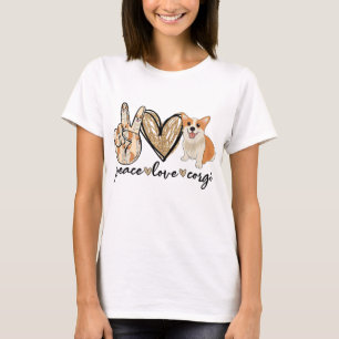 Peace Love Corgi Funny Dog mama Moederdag Gift T-shirt