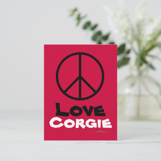 Peace Love Corgie Briefkaart (Staand voorkant)