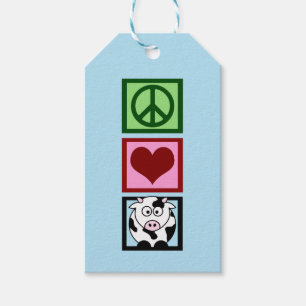 Peace Love Cows (verticaal) Cadeaulabel