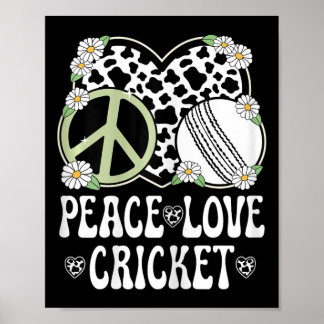 Peace Love Cricket Lover Cow Print Women Girls Cut