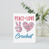 Peace Love Crochet Briefkaart (Staand voorkant)
