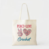 Peace Love Crochet Tote Bag (Voorkant)