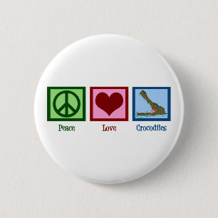 Peace Love Crocodiles Ronde Button 5,7 Cm
