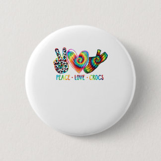 Peace Love crocs Funny Gift Ronde Button 5,7 Cm