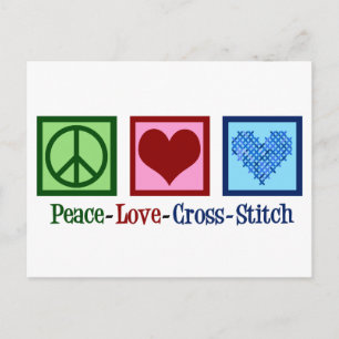 Peace Love Cross Stitch Briefkaart