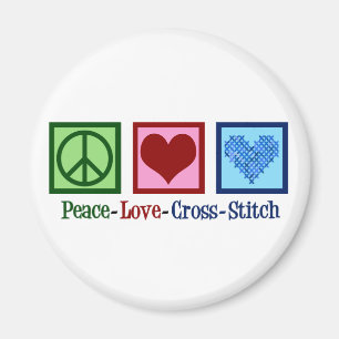 Peace Love Cross Stitch Magneet