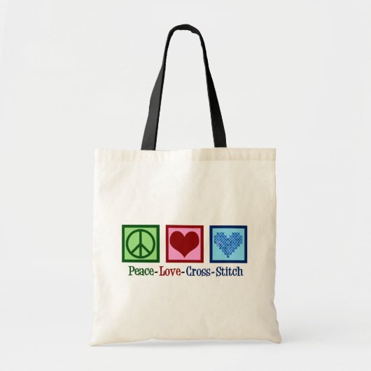 Peace Love Cross Stitch Tote Bag (Voorkant)