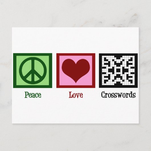 Peace Love Crosswords Briefkaart (Voorkant)