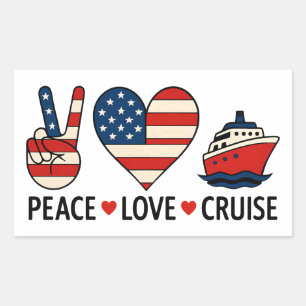 Peace Love Cruise Verenigde Staten Vakantie Vibes Rechthoekige Sticker
