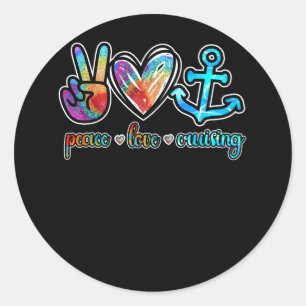 Peace Love Cruising Ship Hippie Floating Ocean Bea Ronde Sticker