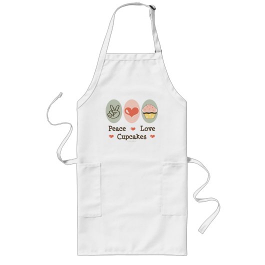 Peace Love Cupcakes Apron Lang Schort (Voorkant)