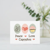 Peace Love Cupcakes Briefkaart (Staand voorkant)