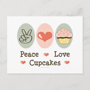 Peace Love Cupcakes Briefkaart