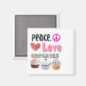 Peace Love Cupcakes cake-ontwerp Magneet (Voorkant / Achterkant)