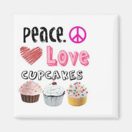 Peace Love Cupcakes cake-ontwerp Magneet