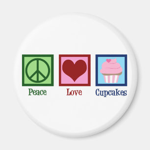 Peace Love Cupcakes Cute Baker Magneet