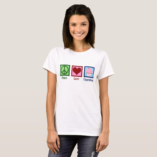 Peace Love Cupcakes Cute Baker Women's T-shirt (Voorkant volledig)
