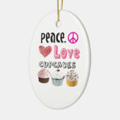 Peace Love Cupcakes kerstboomversiering Keramisch Ornament (Links)