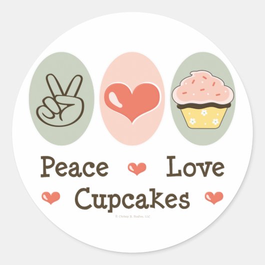 Peace Love Cupcakes Stickers (Voorkant)