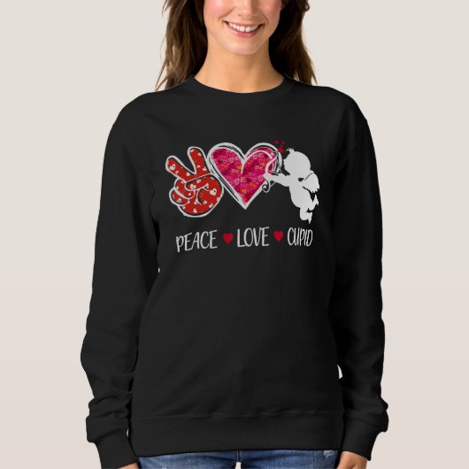 Peace Love Cupid Cute Red Leopard Valentine's Day  Trui (Voorkant)