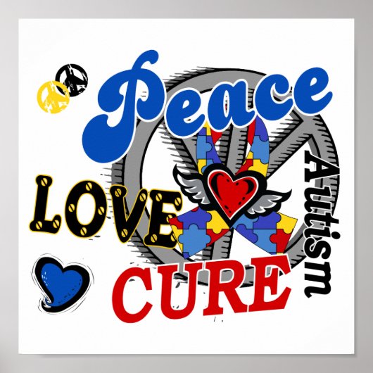 Peace Love Cure 2 Autism Poster (Voorkant)