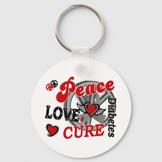 Peace Love Cure 2 Diabetes Sleutelhanger (Voorkant)